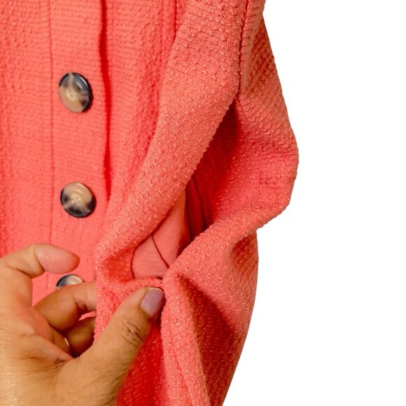 NWT Gal Meets Glam Kathleen Button-Front Mini Dress in Pink Tweed Size 0 - Picture 10 of 16